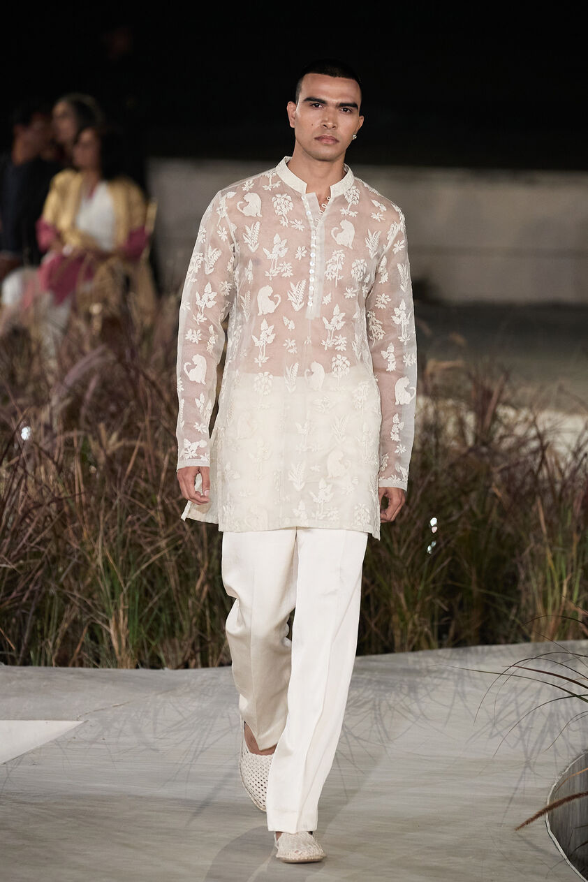 Leafspring Embroidered Kurta Set - Natural, Natural, image 1